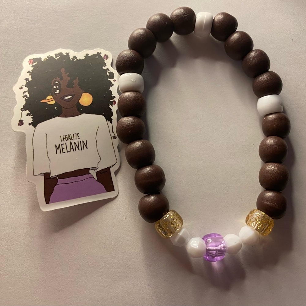 Brown and Purple Beaded Bracelet